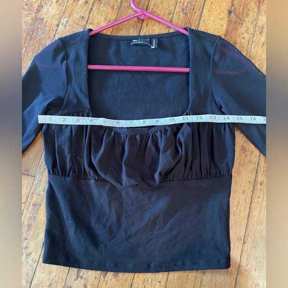 Asos empire waist black cropped sheer sleeve top size 4 Witchy grunge whimsigoth - Picture 5 of 6